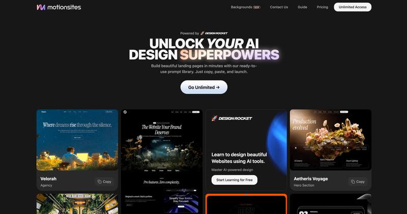 motionsites：AI 高级动效落地页提示词库